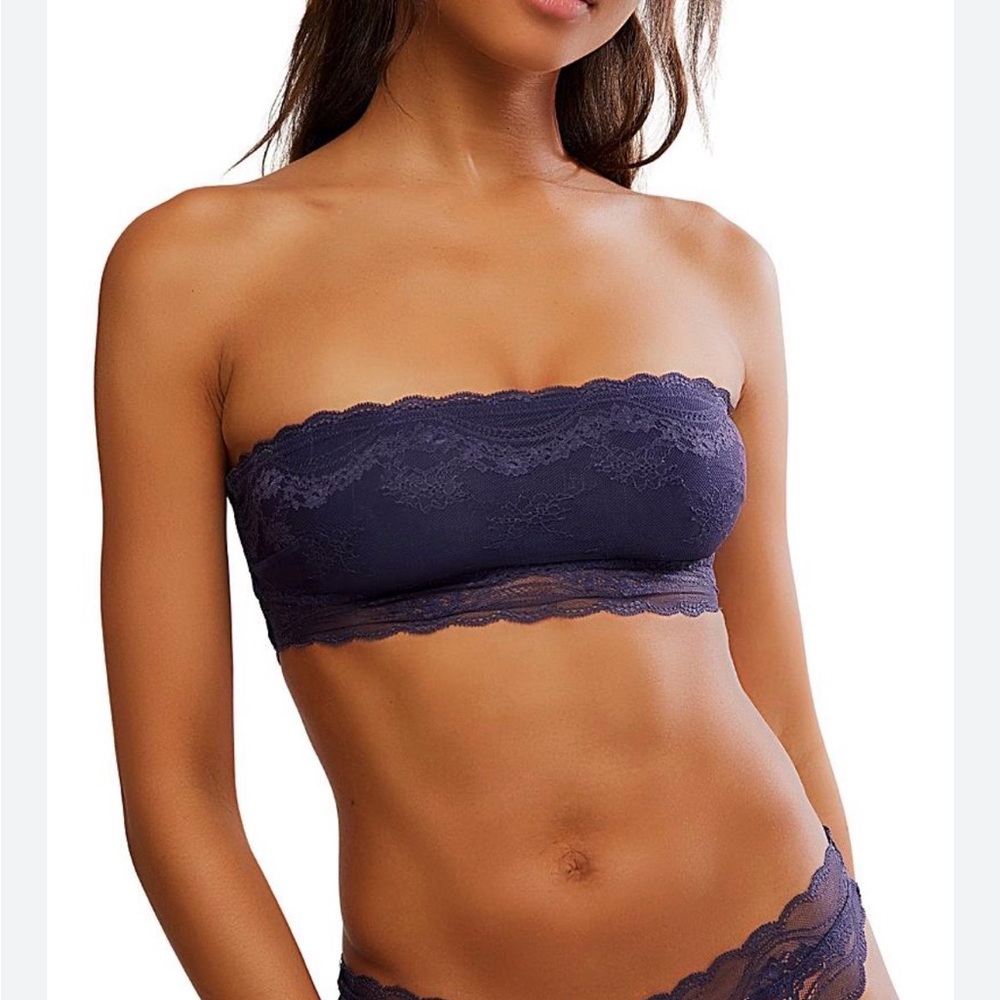 Free People Lace Bandeau Bralette - Blue